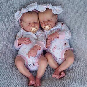 Lifelike Reborn Baby Dolls Twins 17 inch Soft Vinyl Boy & Girl Sleeping Doll New